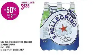 Casino Supermarchés Eau minérale naturelle gazeuse s.pellegrino offre
