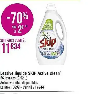 Casino Supermarchés Lessive liquide skip active clean offre