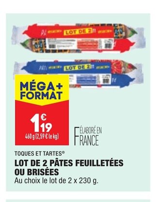 ALDI Lot De 2 Pates Feuilletees Ou Brisees offre