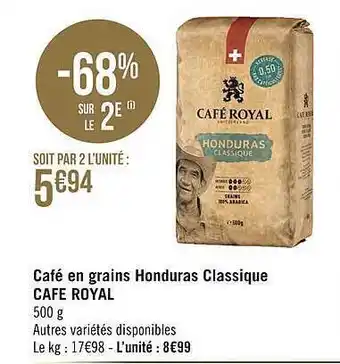 Café en grains honduras classique café royal