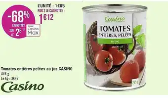 Géant Casino Tomates entières pelées au jus casino offre