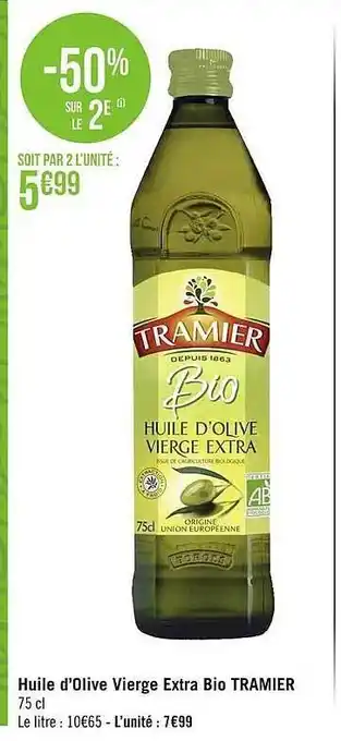 Géant Casino Huile d'olive vierge extra bio tramier offre