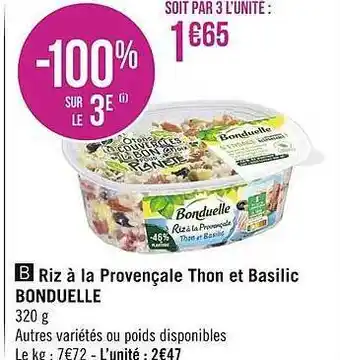 Géant Casino Riz à la provençale thon et basilic bonduelle offre