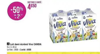 Géant Casino Lait demi-écrémé viva candia offre