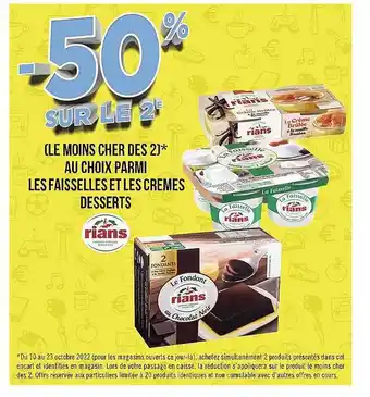 Géant Casino Les faisselles et les crèmes desserts rians offre