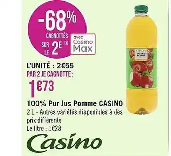 Géant Casino 100% pur jus pomme casino offre