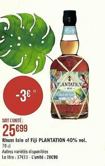 Géant Casino Rhum isle of fiji plantation 40% vol. offre