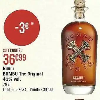 Géant Casino Rhum bumbu the original 40% vol. offre