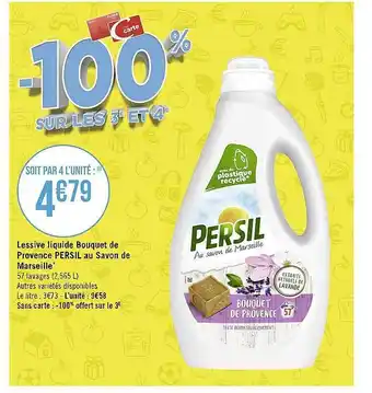 Géant Casino Lessive liquide bouquet de provence persil au savon de marseille offre