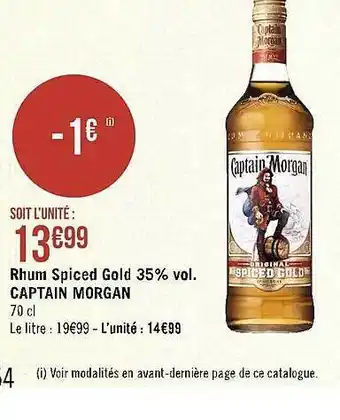Géant Casino Rhum spiced gold 35% vol. captain morgan offre