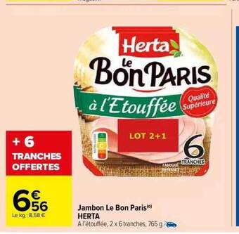 Carrefour Market Jambon le bon paris herta offre
