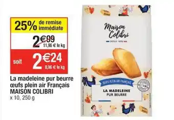 La madeleine pur beurre oeufs plein air français maison colibri