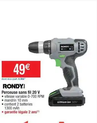 Cora x Carrefour Perceuse sans fil 20 w rondy offre