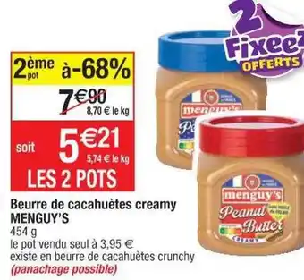 Cora x Carrefour Beurre de cacahuètes creamy menguy's offre