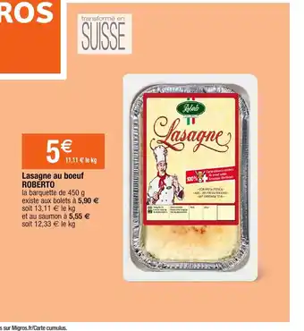 Migros Lasagne Au Boeuf ROBERTO offre
