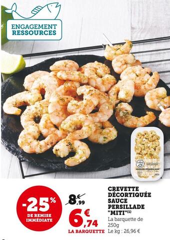 U Express Miti crevette décortiquée sauce persillade offre