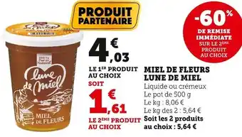 Super U Lune de miel miel de fleurs offre