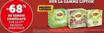 U Express Lipton -68% de remise immédiate sur le 2ème produit identique sur la gamme lipton offre