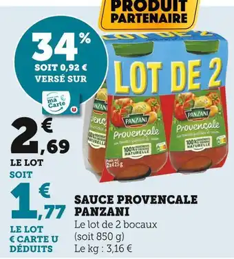 Super U Panzani sauce provencale offre