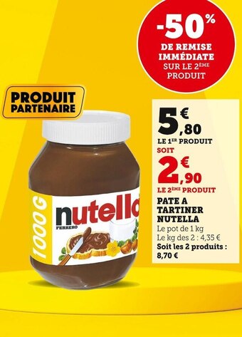 Super U Nutella pate a tartiner offre
