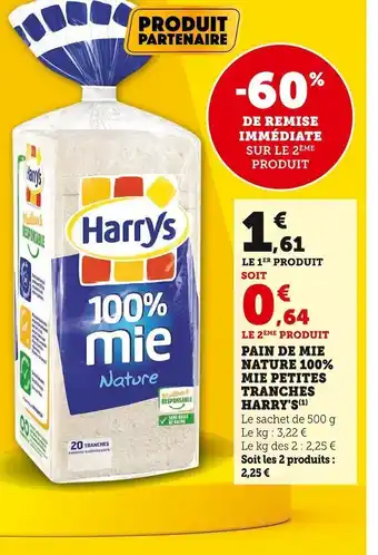 U Express Harry's pain de mie nature 100% mie petites tranches offre