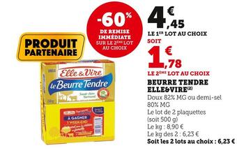 Super U Elle&vire beurre tendre offre