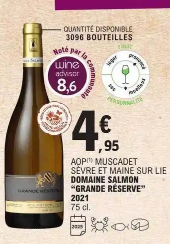 E.Leclerc Aop muscadet sèvre et maine sur lie domaine salmon offre