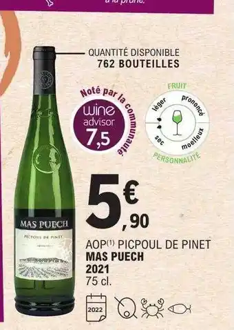 E.Leclerc Aop picpoul de pinet mas puech 2021 offre
