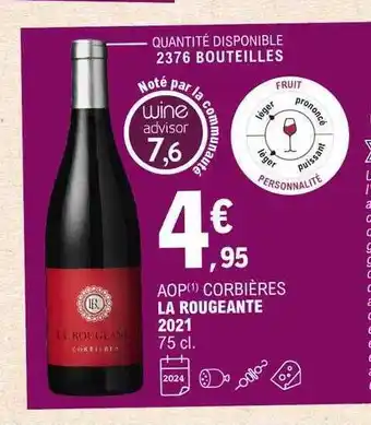 E.Leclerc Aop corbières la rougeante 2021 offre