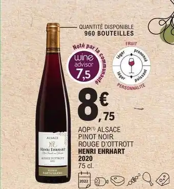 E.Leclerc Aop alsace pinot noir rouge d'ottrott henri ehrhart 2020 offre
