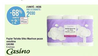 Géant Casino Papier toilette ultra moelleux peaux sensibles casino offre