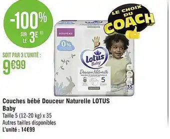 Géant Casino Couches bébé douceur naturelle lotus baby offre