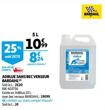 Auchan Adblue sans bec verseur bardahl offre