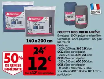 Auchan Couette bicolore blanrêve offre