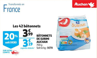 Auchan Bâtonnets de surimi AUCHAN offre
