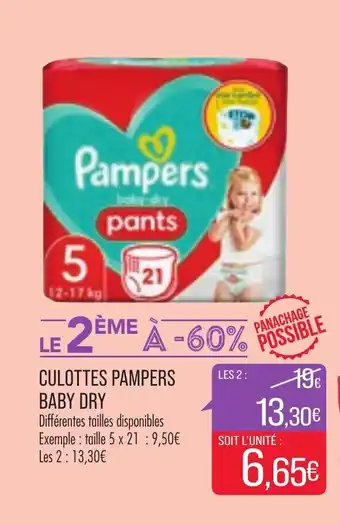Match Culottes PAMPERS baby dry offre