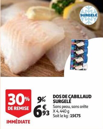 Auchan Supermarché Dos de cabillaud surgelé offre