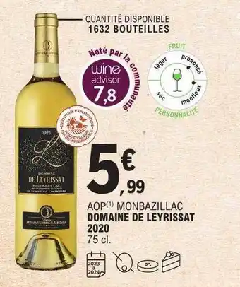 E.Leclerc Aop monbazillac domaine de leyrissat 2020 offre