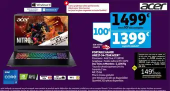 Auchan Portable Gamer An517-54-72Ar Acer offre