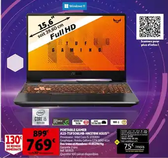 Auchan Portable Gamer A15-TU506LHB-HN378W Asus offre