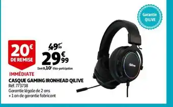 Auchan Casque Gaming Ironhead Qilive offre