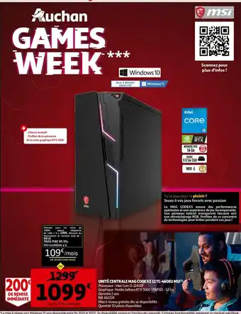 Auchan Unité Centrale Mag Codex511TC-460EU MSI offre