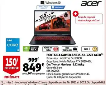 Auchan Portable Gamer AN515-56-52ZZ Acer offre