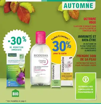 E.Leclerc Parapharmacie Naturland, bioderma, pranarom offre