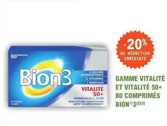 E.Leclerc Parapharmacie Gamme vitalité et vitalité 50+ 80 comprimés bion 3 offre