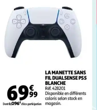 Auchan La Manette Sans Fil Dualsense PS5 Blanche offre