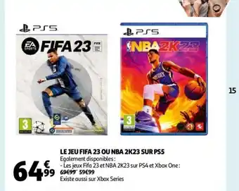 Auchan Le Jeu Fifa 23 Ou NBA 2k23 Sur PS5 offre