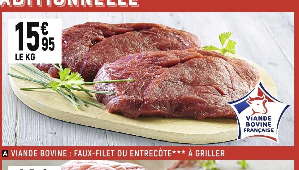 Promo Viande Bovine FauxFilet Ou Entrecote à Griller chez Spar