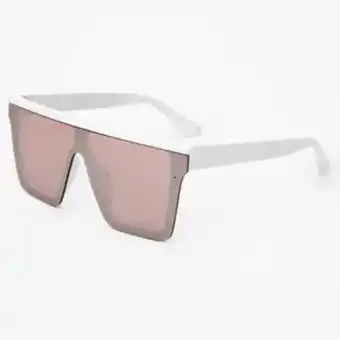Claire's Lunettes de soleil shield couleur doré rose - blanc offre