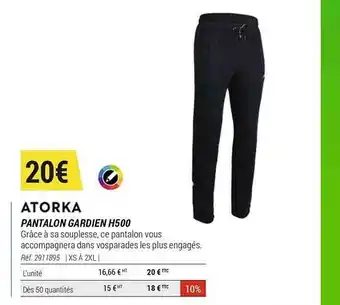 Decathlon Pantalon Gardien H500 Atorka offre